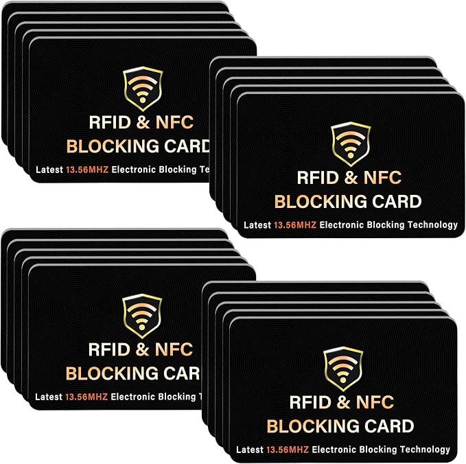 SaiTech IT 20 Pack RFID Blocking Card for Credit Debit ID Card, Black | Slim Anti-Theft Contactless NFC RFID Blocker Protector, Easily Fit into Wallet and Purse, for Men & Women by SaiTechIT