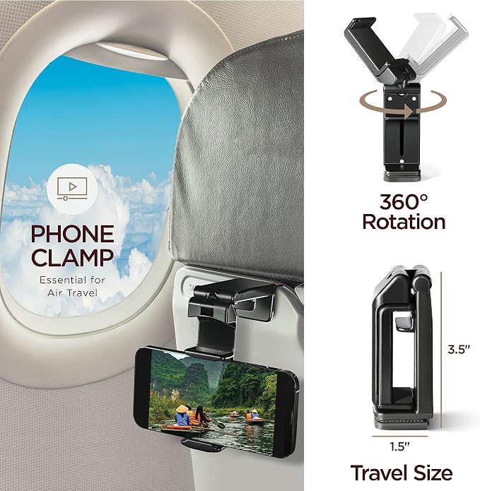 Homeify Airplane Neck Pillow Includes Travel Pillow + Airplane Phone Holder Mount + Eye Masks + Earplugs for Travel, 100% Pure Memory Foam Travel Pillow, 4 Pc Travel Kit, 2 Pack - Image 7