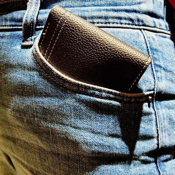 Men Wallet Black PU Material 4 Card Holder 2 Money Pockets 3 Clear Window Suitable for Gifts without RFID Slim Small for Traveling - Image 9