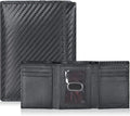 Real Leather Mens Trifold Wallet RFID Blocking Slim Minimalist Front Pocket - Thin & Stylish with ID Window in Gift Box by OakLeathers