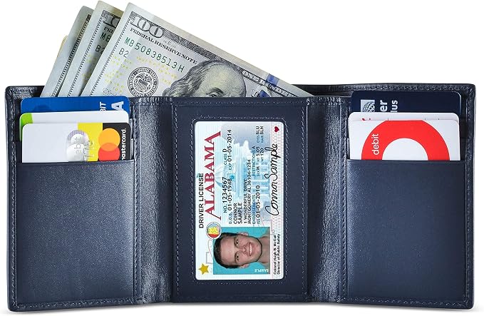 BULL GUARD Leather Wallet for Men with RFID Blocking in Mountain Sky Blue Crafted from Top Grain Leather Premium Nappa with Tight Stitching, Elegant Trifold Design that Fits in Any Pocket, Gift Box - Image 2