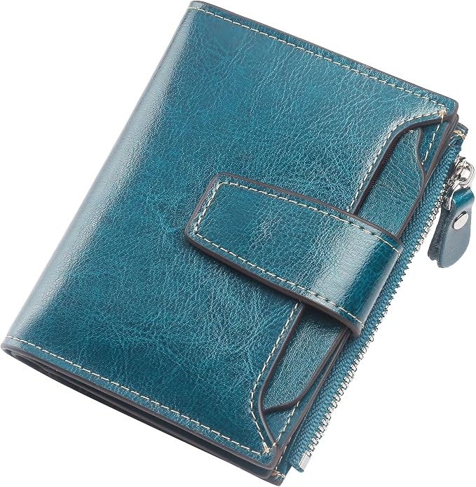 Small Compact Women Wallet RFID Blocking Genuine Leather Bifold Purse with ID Windows by Lavemi