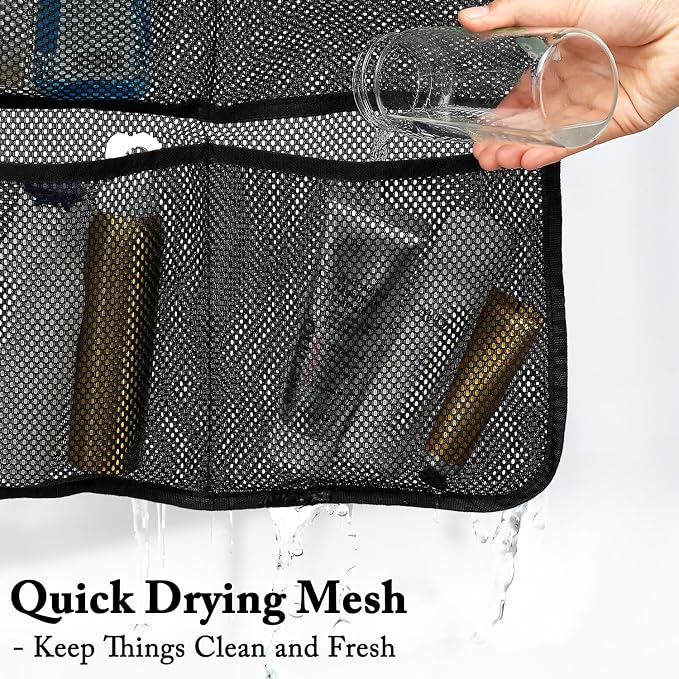 Fammart Mesh Shower Caddy Hanging, Quick-Drying Shower Organizer with 7 Pockets, Portable Bathroom Organizers and Storage for Shampoo, Soap, Loofah, Travel, and Cruise Essentials - Image 4