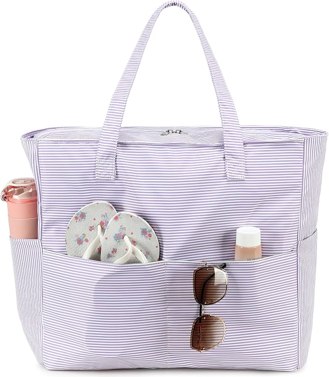 LEDAOU Large Beach Bag for Women, Waterproof Sandproof Tote Bag with Zipper | 36L Pool and Swim bag with Zipper, Wet/Dry pocket and 7 Pockets for Beach Days, Cruises, Vacations and Family travel - Image 9