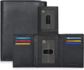 Real Leather Mens Trifold Wallet RFID Blocking Slim Minimalist Front Pocket - Thin & Stylish with ID Window in Gift Box by OakLeathers