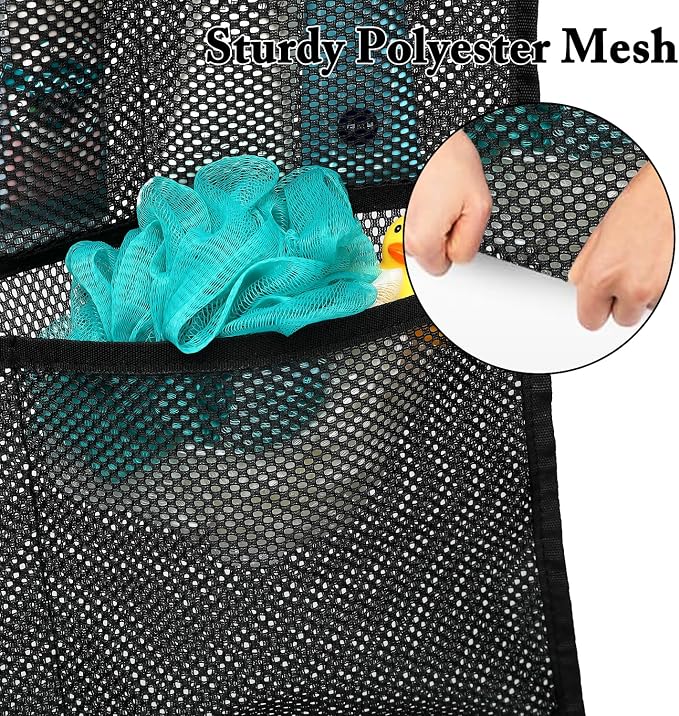 Fammart Mesh Shower Caddy Hanging, Quick-Drying Shower Organizer with 7 Pockets, Portable Bathroom Organizers and Storage for Shampoo, Soap, Loofah, Travel, and Cruise Essentials - Image 3