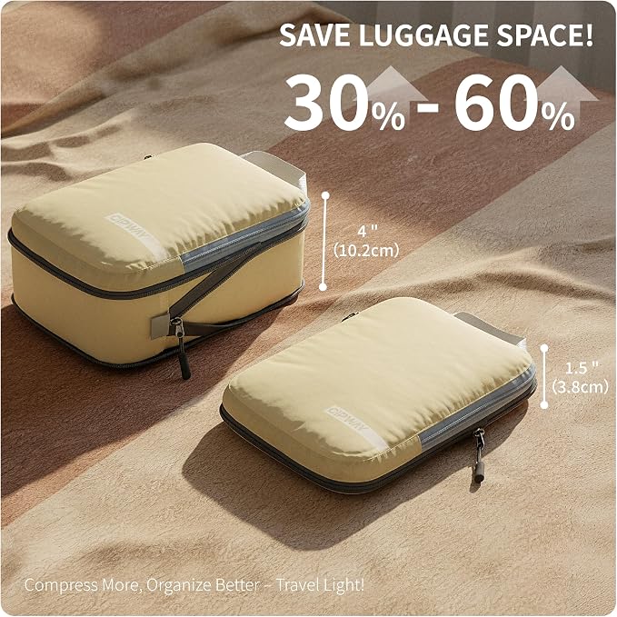 Cipway Compression Packing Cubes for Travel (Vanilla Cream 6 Set) | Ultralight Travel Cube Organizers for Carry-On Luggage, Suitcase & Backpack Travel Essentials - Image 2