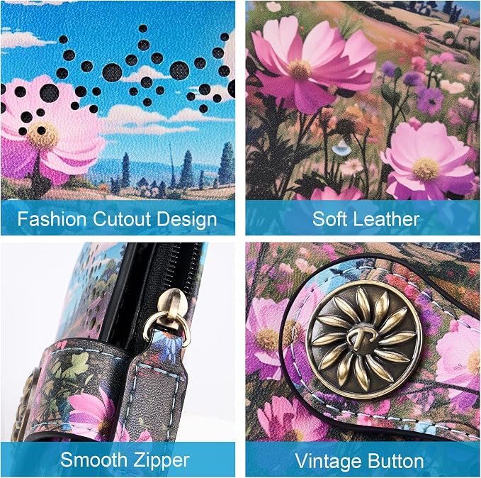 Tipmile Small Wallet Women Bifold RFID Blocking Card Holder Leather Wallets with Zipper Coin Pocket, Purple & Blue - Image 5