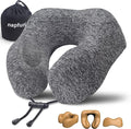 napfun Neck Pillow for Travel, Memory Foam Airplane Pillow, Full Grey | 360° Neck Support, Upgraded 100% Memory Foam for Airplane, Car, Train, Bus, Office Sleep, Travel Essentials for Long Flights by NAPFUN
