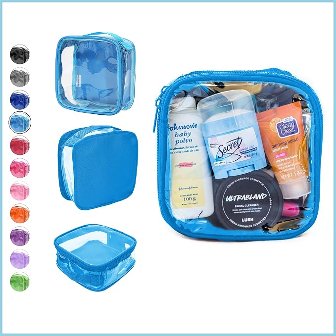 Clear TSA Approved 3-1-1 Travel Toiletry Bag for Carry On/Quart Size Transparent Liquids Pouch for Airport Security/Reusable See Through Vinyl & PVC Plastic Organizer Men Women (Turquoise) - Image 2