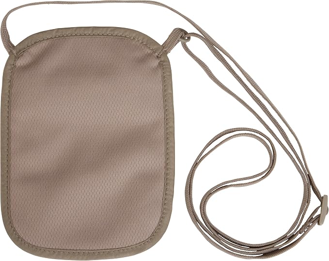 eagle creek RFID Blocker Neck Wallet - Durable and Lightweight Travel Passport and Valuables Organizer with Hook and Loop Closure and Adjustable Neck Strap, Tan - Image 6