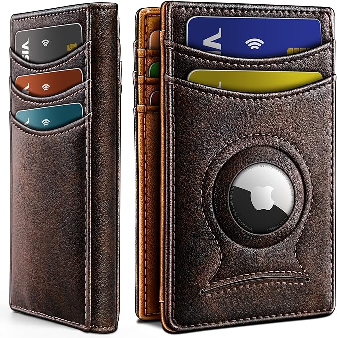 BULLIANT Magnetic Slim Leather Airtag Wallet Money Clip For Men 12Cards | RFID Blocking | Easy Access | Gift Boxed | Pocket Fit by BULLIANT