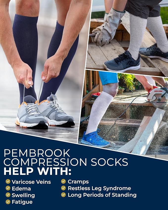Pembrook® Light Compression Socks for Men & Women - 3 Pairs | 8-15 mmhg Compression Dress Socks for Men | Support Socks - Image 4