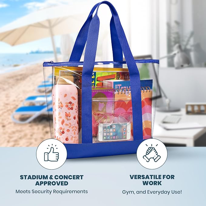 Handy Laundry Clear Tote Bag - Zipper Closure, Long Shoulder Strap, Fabric Trimming. - Image 5
