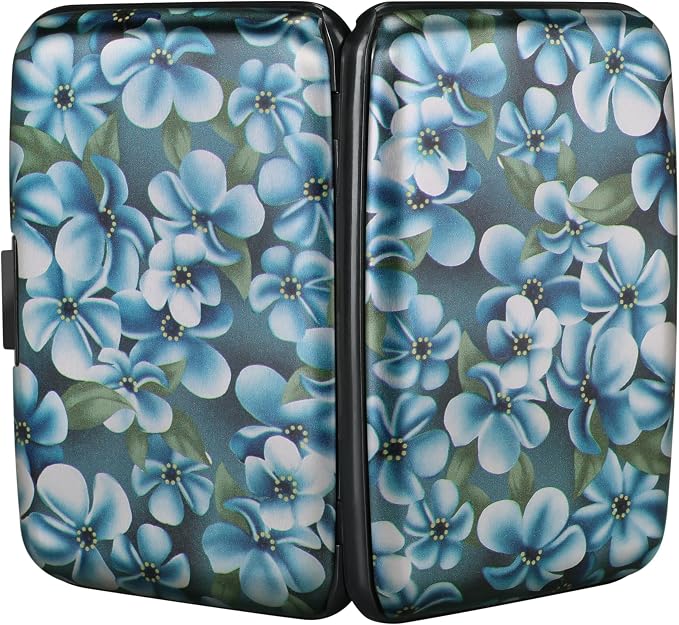 RFID Aluminum Wallet Credit Card Protector Case Holder for Men Women | Mini RFID Aluminum Wallet Credit Cards Holder Business Card Case Metal ID Case for Men Women(Cute Flowers) - Image 3