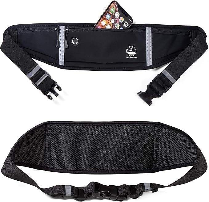 Running Belt Slim Fanny Packs Jogging Pouch Phone Holder Waist Pack - Black - Image 4