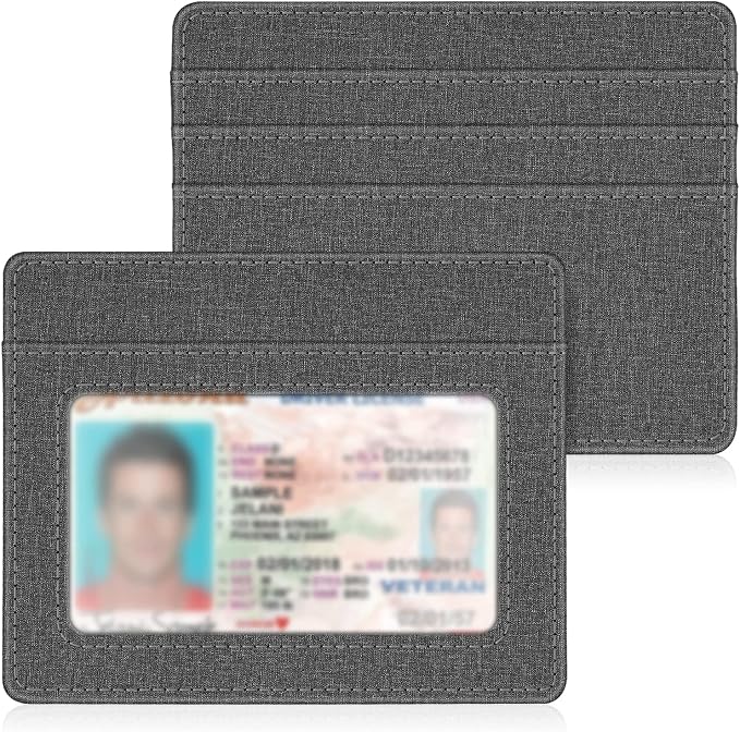 FINTIE Slim Minimalist Front Pocket Wallet RFID Blocking Credit Card Holder | Card Cases with ID Window for Men Women, Denim Gray by Fintie