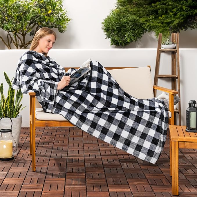 PAVILIA Wearable Blanket with Sleeves for Adult Women Men, Cozy Fleece Warm Wrap Throw with Arms, Gifts for Christmas, Wife - Image 9