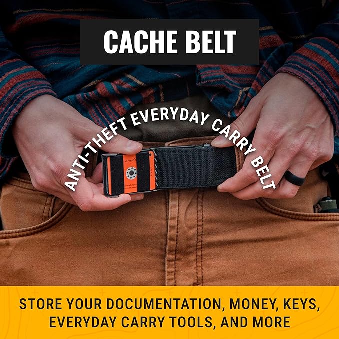 Gear Cache Belt™ Hidden-Pocket EDC Travel Belt | Full-length hidden pocket fits cash, tools or a 23-piece kit; MIL-SPEC nylon belt has a stainless buckle and bottle opener. - Image 2