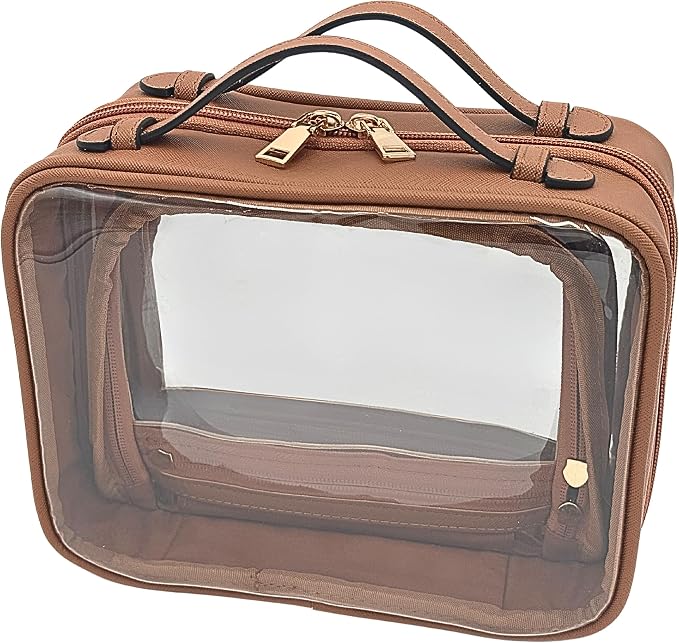 JAZD Clear Makeup Bag Toiletry Bag for Women Cosmetic Case Large Capacity Travel Make Up Bag Organizer Transparent Storage Compartment TSA Approved by JAZD