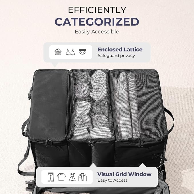 GRANNY SAYS Hanging Packing Cubes, Hanging Suitcase Organizer, XXL-Black | Portable Suitcase Organizer, Travel Packing Organizers, Compression Luggage Bags for Clothes, Carry on Closet Suitcase - Image 4