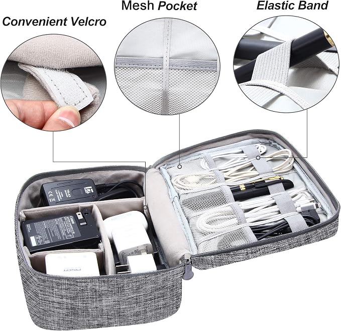 SELLYFELLY Electronics Organizer Travel Universal Cable Organizer Bag Waterproof Electronics Accessories Storage Cases for Cable, Charger, Phone, USB, SD Card, Hard Drives, Power Bank, Cords - Image 3