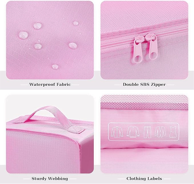 Mossio 6 Set Packing Cubes with Shoe Bag - Lightweight Travel Luggage Suitcase Organizers - Image 3