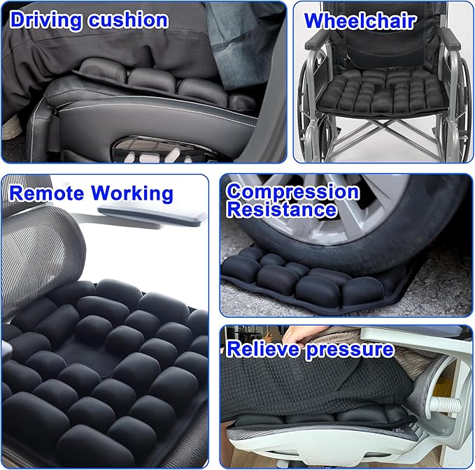 Upgrade Travel Seat Cushion for Airplane,Portable&Adjustable Air Seat Cushion,Coccyx Tailbone Pain Relief Chair Pad,Inflatable Cushion for Wheelchair, Travel,Driving,Office Work - Image 4