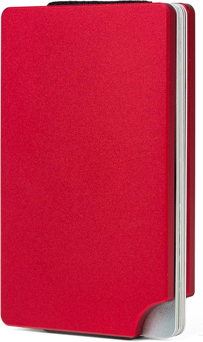 Slim Wallet for Men,RFID Blocking Minimalist Metal Wallet, Money Clip/Cash Holder, Front Pocket Aluminum Credit Card Holder, Ideal Gift for Men,Matt Red - Image 8