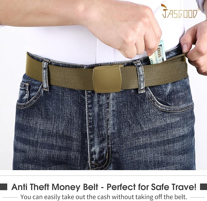 Travel Security Money Belt with Hidden Money Pocket - Cashsafe Anti-Theft Wallet Unisex Nickel free Nylon Belt by JASGOOD - Image 2