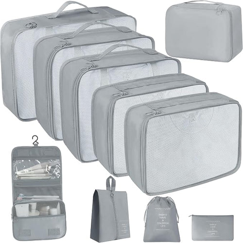 10 Pcs Set Packing Cubes - Travel Packing Organizers, Expandable Suitcase Organizer, Luggage Organizer Bags by WelcometoLUCDNC