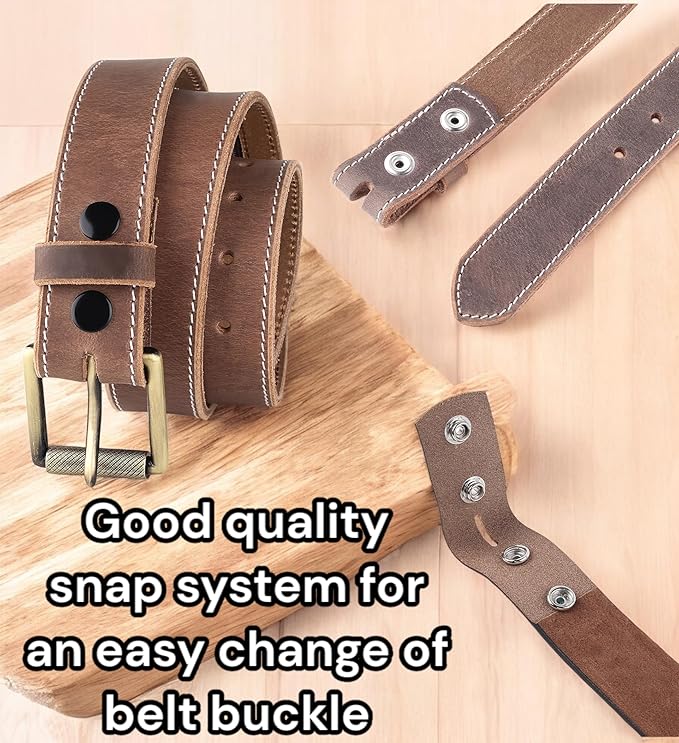 F&L CLASSIC Men’s Money Full Grain leather Belt, Hidden zipper Pocket, - Image 4