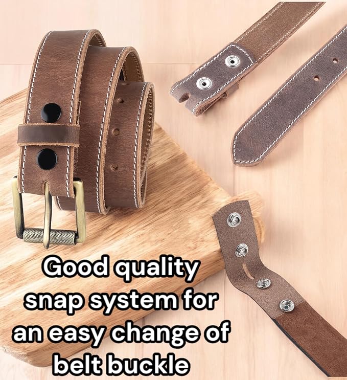 F&L CLASSIC Men’s Money Full Grain leather Belt, Hidden zipper Pocket, - Image 4
