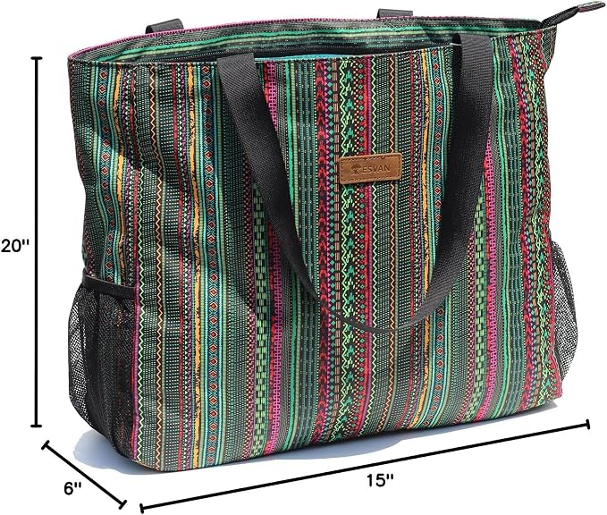 ESVAN LARGE BEACH BAG Water Resistant Lightweight 20 inch Women Oversize Tote Bag for Gym Beach Travel Pool Yoga Nurse - Image 10