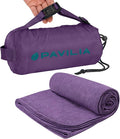 PAVILIA Travel Blanket Airplane Compact with Bag Lightweight, Purple | Soft Fleece Plane Long Flights, Camping Road Trips, Packable Traveler Gift Essentials with Luggage Backpack Strap, 65x40 by PAVILIA