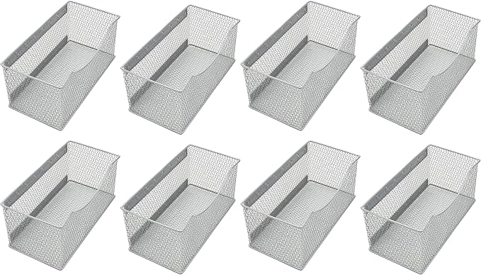 YBM Home Magnetic Basket Storage Organizer with 16 Strong Magnets for Metal Desk, Fridge, Whiteboard, and Wall Locker Accessories, Large (8-Pack) by YBMHome