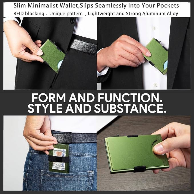 Slim Card Holder Wallet for Men, Minimalist RFID Blocking Pop Up Wallet, Smart Metal Business Card Case Holds 12 Cards, Money Clip, Front Pocket Wallet, Gifts for Men - Image 5