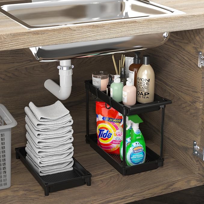 SimpleHouseware Standard 3-Tier Slim Rolling Storage Cart, Black - Image 7
