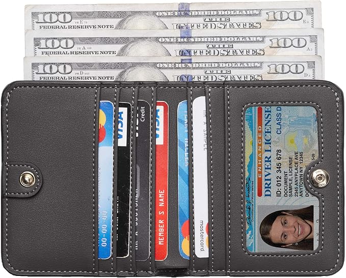 Toughergun Women’s Small Slim Leather Wallet with RFID Protection, Compact Bifold Mini Purse with Clear ID Window - Image 2