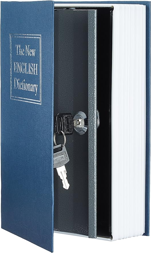 Amazon Basics Portable Diversion Book Safe, Secret Hidden Lock Box with Key Lock for Valuables, Hidden Storage Compartment Disguised as a Book, Large, Blue (Pack of 10) - Image 2