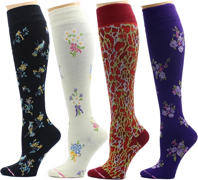 Dr. Motion 4 Pairs Therapeutic Graduated Compression Women's Knee-hi Socks by Dr.+Motion