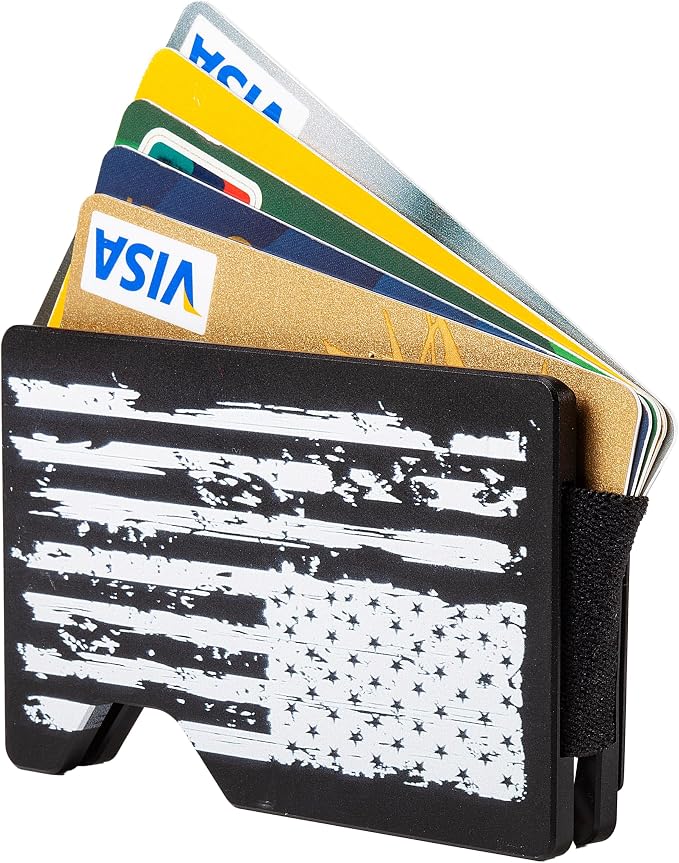 Slim Wallet for Men,RFID Blocking Minimalist Metal Wallet, Money Clip/Cash Holder, Front Pocket Aluminum Credit Card Holder, Ideal Gift for Men,American USA Flag - Image 3