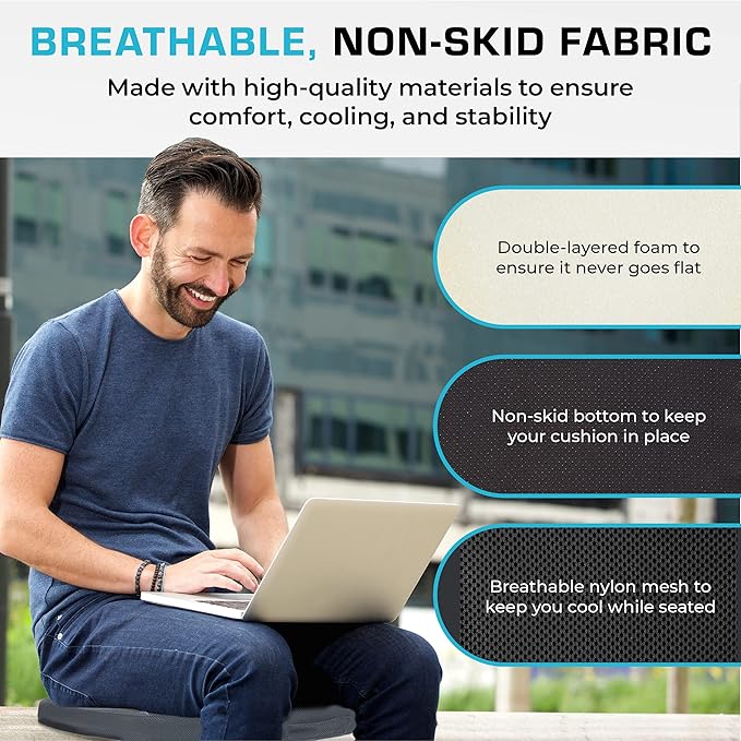 Xtreme Comforts Seat Cushions | Office Chair Cushions for Desk, Car, Wheelchair| Ergonomic Memory Foam Seat Cushion for Support & Comfort | Helps Improve Sitting Posture for Work & Body Relief - Image 5