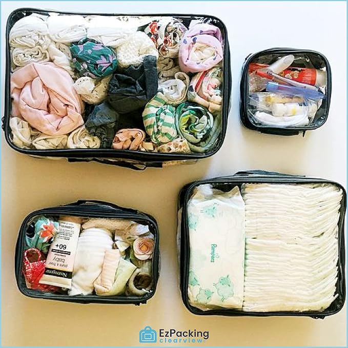 Clear Packing Cubes set of 4 / Packs 7-10 Days of Clothes/Premium PVC Plastic Storage Bags - Image 8