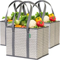 Reusable Grocery Bags (3 Pack) – Heavy Duty Reusable Shopping Bags with Box Shape to Stand Up and Stay Open – Large Tote Bags with Long Handles & Reinforced Bottom – Foldable Utility Bag – Chevron by CreativeGreenLife