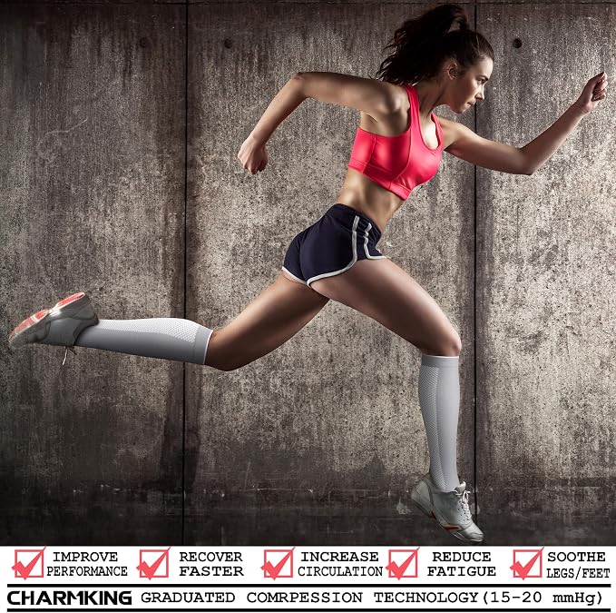 CHARMKING Compression Socks for Women & Men Circulation (3 Pairs) 15-20 mmHg is Best Support for Athletic Running Cycling - Image 2