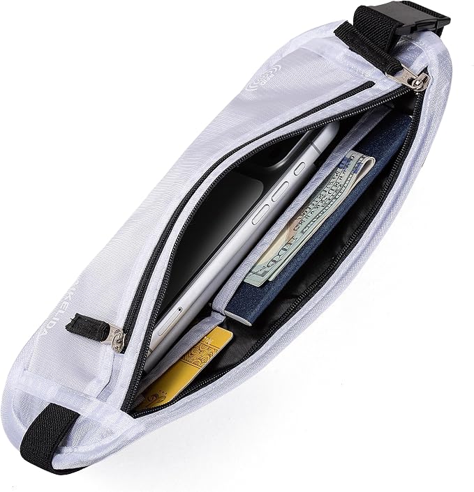 RFID Blocking Money Belt - Passport Holder & Travel Wallet, Slim Hidden Fanny Packs for Women Men - White - Image 5
