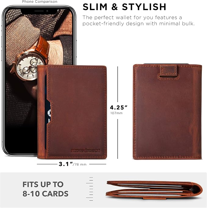 SERMAN BRANDS - Wallets for Men Slim Mens leather RFID Blocking Minimalist Card Front Pocket Bifold Travel Thin - Image 3
