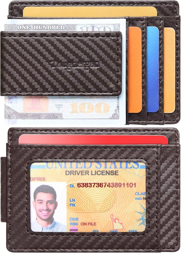 Toughergun Slim Wallet for Men RFID Blocking Money Clip, Minimalist Front Pocket Credit Card Holder, Magnetic Thin Mens Wallets with ID Window - Image 2