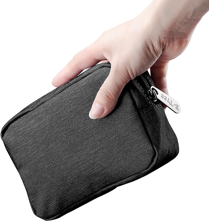 E-Tree Cute Small Pouch, Makeup Cosmetic Bag,Make up Bag for Purse,Toiletry Zipper Pouch,Tech Bag,Electronic Organizer Travel Case,Storage Pouches for Organization Black by E-Tree